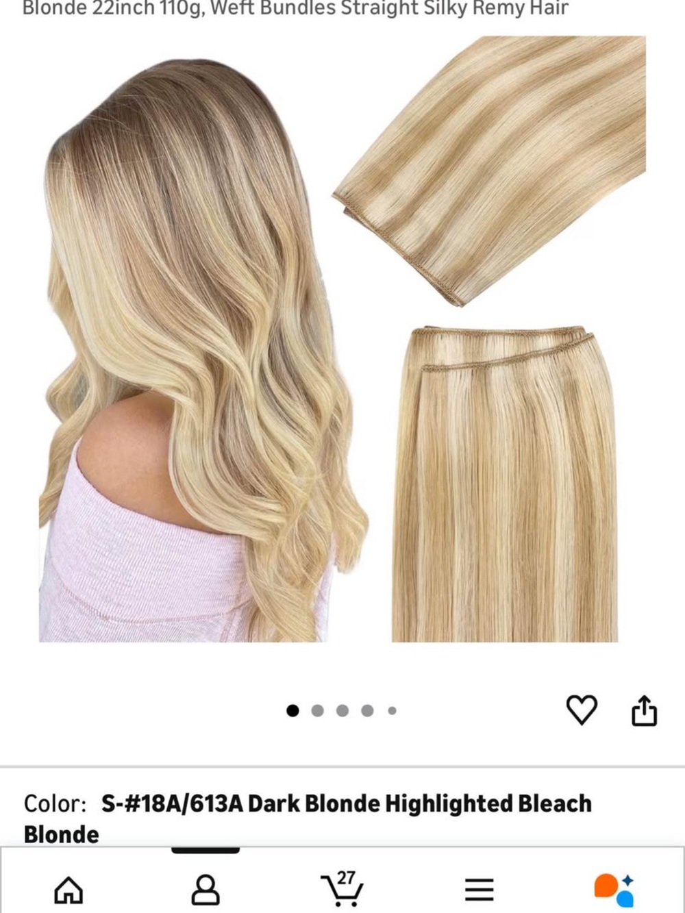 Dark Blonde Highlighted Remy Weft Extensions - #18A/613A Blonde